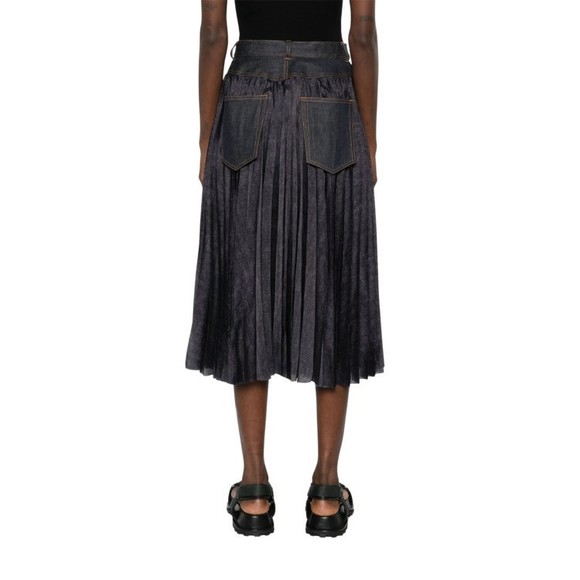 Sacai Pleated Grey Skirt With Denim And Soft Fabric Construction - NWT - Picture 4 of 5